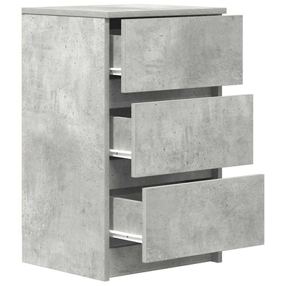 Bedside Cabinet with 3 Drawers Concrete Grey 39x35x65 cm