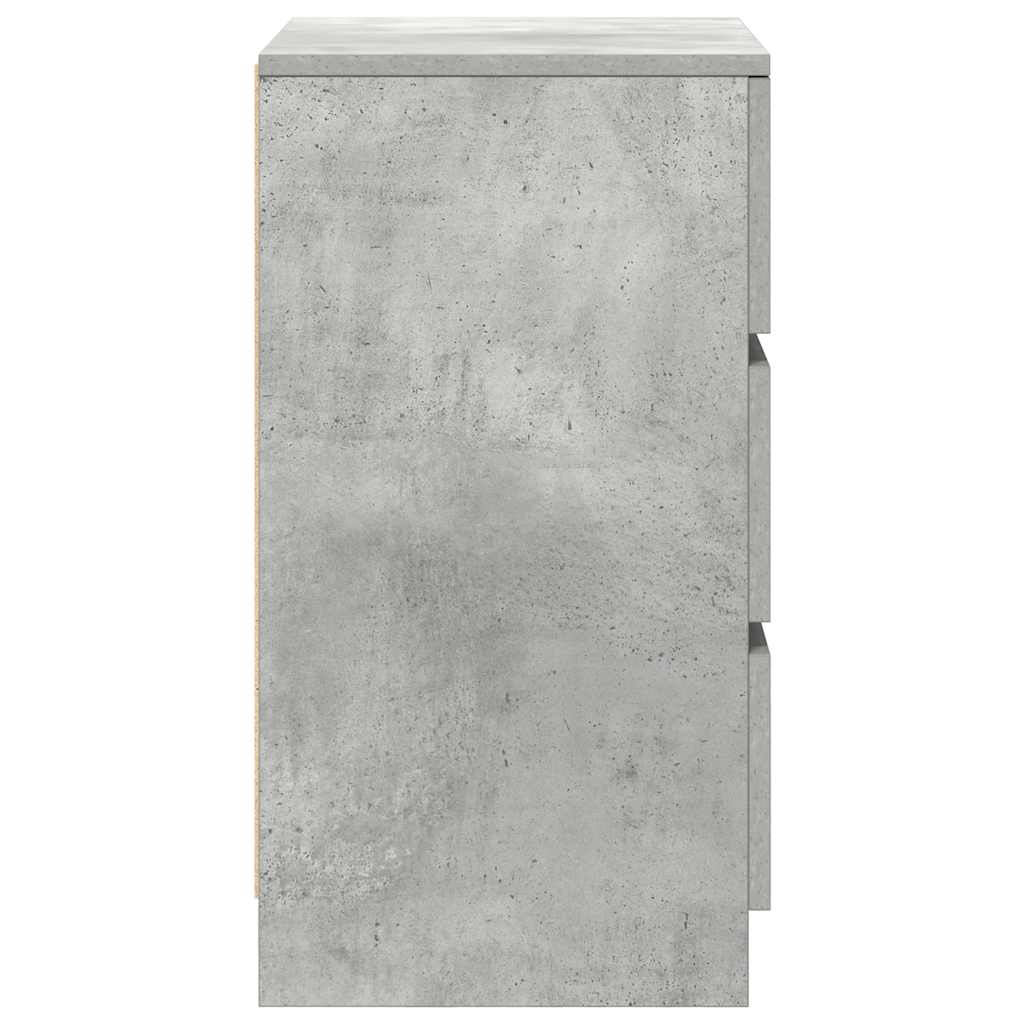 Bedside Cabinet with 3 Drawers Concrete Grey 39x35x65 cm