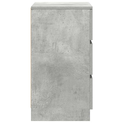 Bedside Cabinet with 3 Drawers Concrete Grey 39x35x65 cm