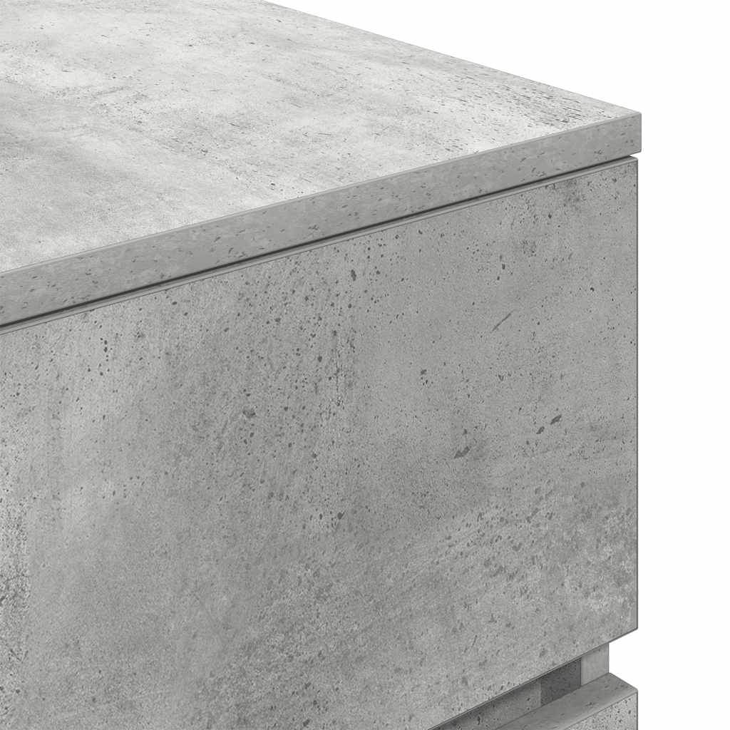 Bedside Cabinet with 3 Drawers Concrete Grey 39x35x65 cm