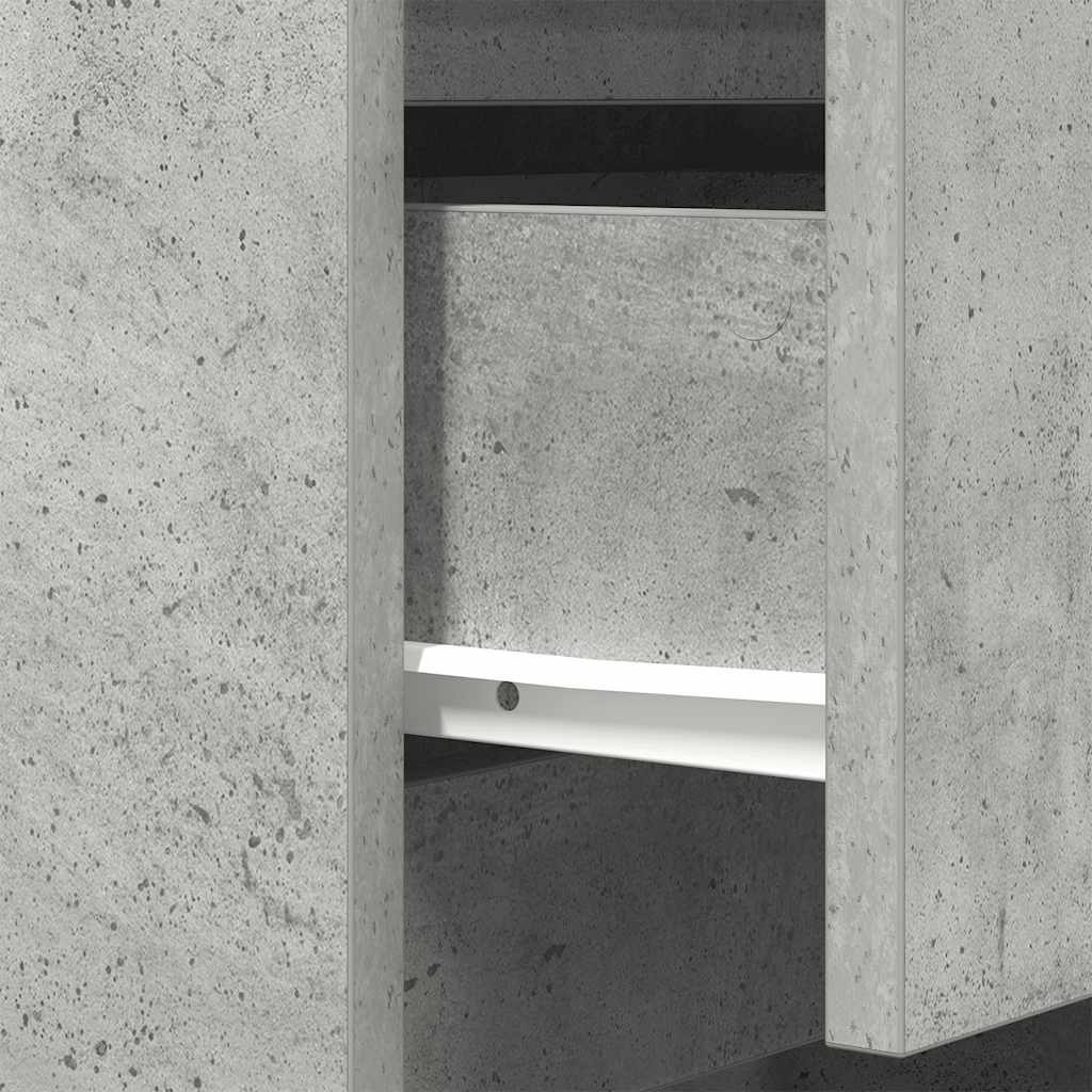 Bedside Cabinet with 3 Drawers Concrete Grey 39x35x65 cm