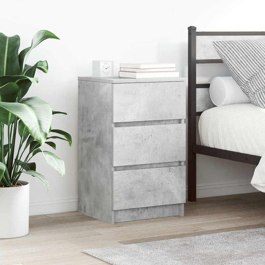 Bedside Cabinet with 3 Drawers Concrete Grey 39x35x65 cm