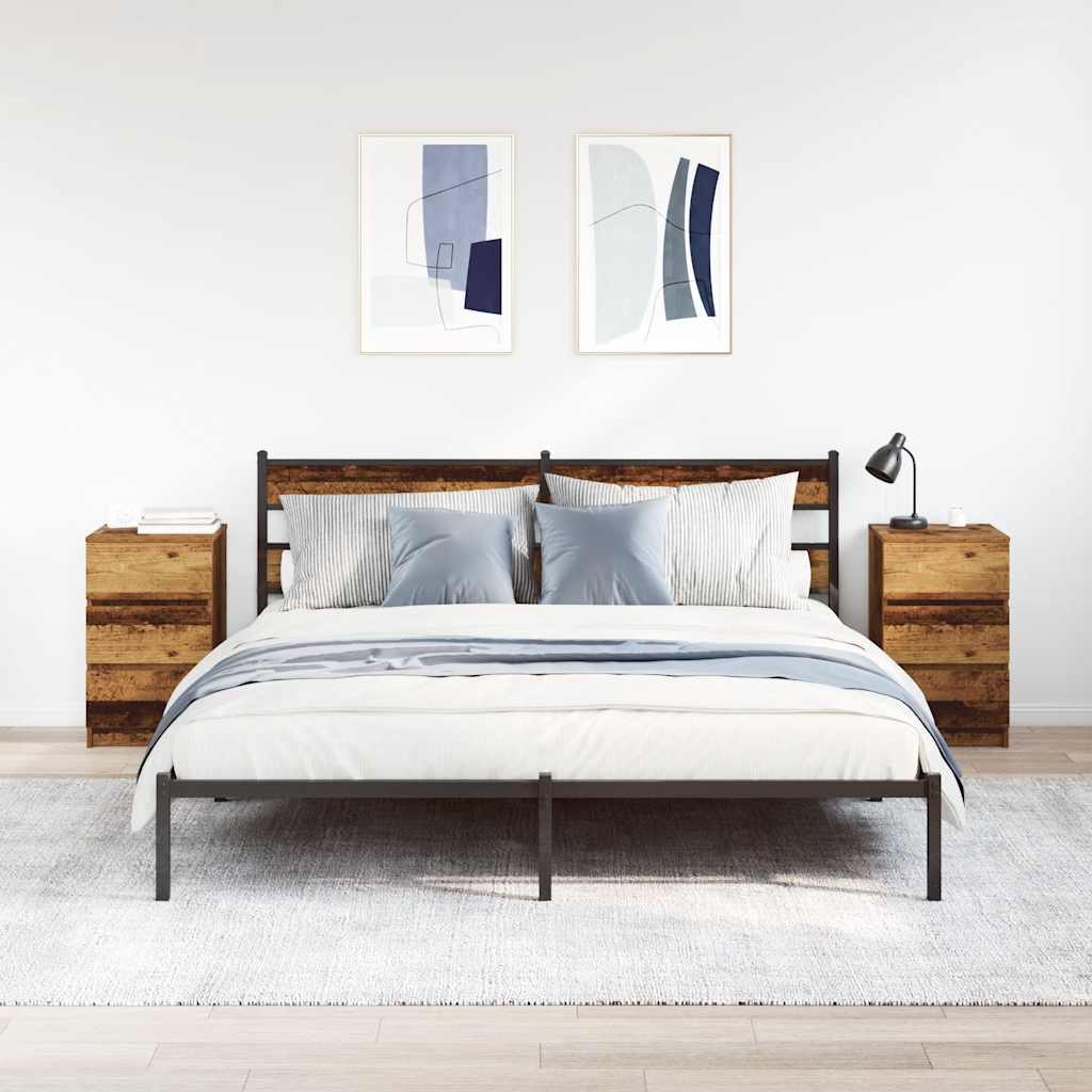 Bedside Cabinets with 3 Drawers 2 pcs Old Wood 39x35x65 cm