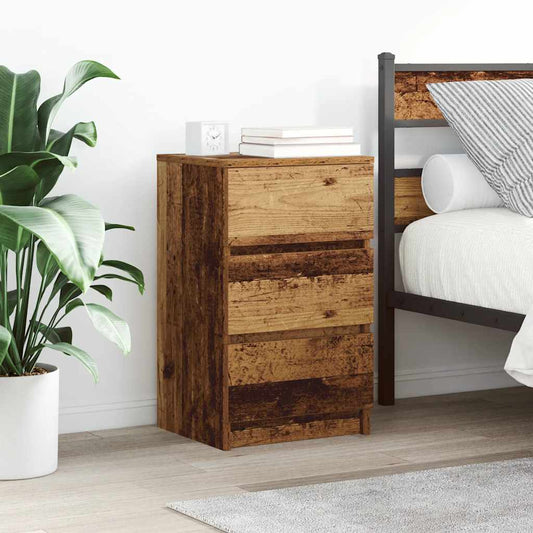 Bedside Cabinets with 3 Drawers 2 pcs Old Wood 39x35x65 cm