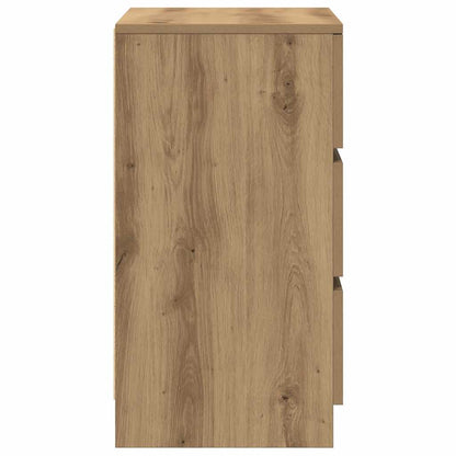 Bedside Cabinet with 3 Drawers Artisan Oak 39x35x65 cm