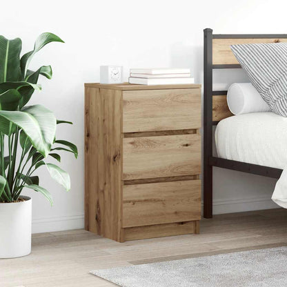 Bedside Cabinet with 3 Drawers Artisan Oak 39x35x65 cm