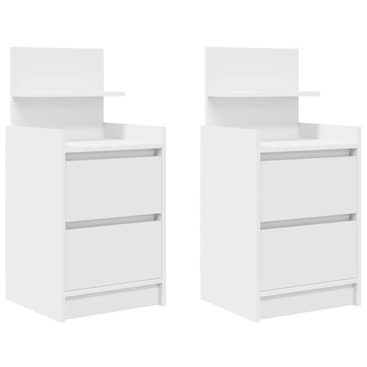 Bedside Cabinets with 2 Drawers 2 pcs White 38x34x80 cm