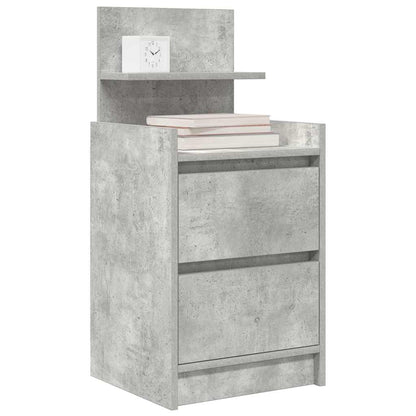 Bedside Cabinets with 2 Drawers 2 pcs Concrete Grey 38x34x80 cm