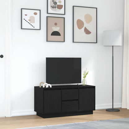 TV Cabinet with LED Lights Black Oak 100x41x50 cm