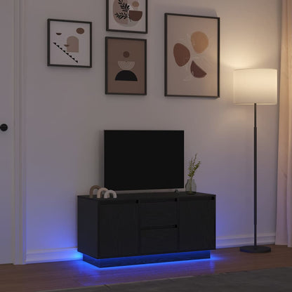TV Cabinet with LED Lights Black Oak 100x41x50 cm