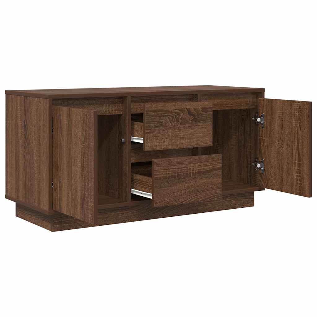 TV Cabinet with LED Lights Brown Oak 100x41x50 cm