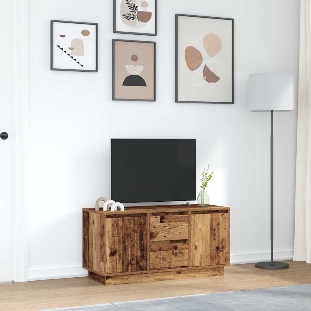 TV Cabinet with LED Lights Old Wood 100x41x50 cm