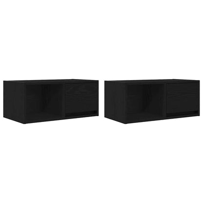 TV Cabinets 2 pcs Black Oak 60x31x25,5 cm Engineered Wood
