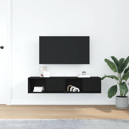 TV Cabinets 2 pcs Black Oak 60x31x25,5 cm Engineered Wood