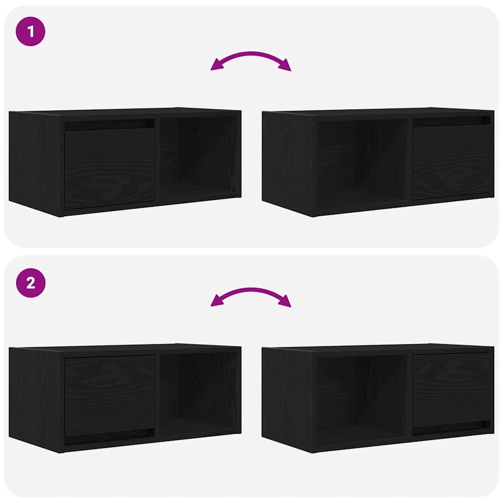 TV Cabinets 2 pcs Black Oak 60x31x25,5 cm Engineered Wood