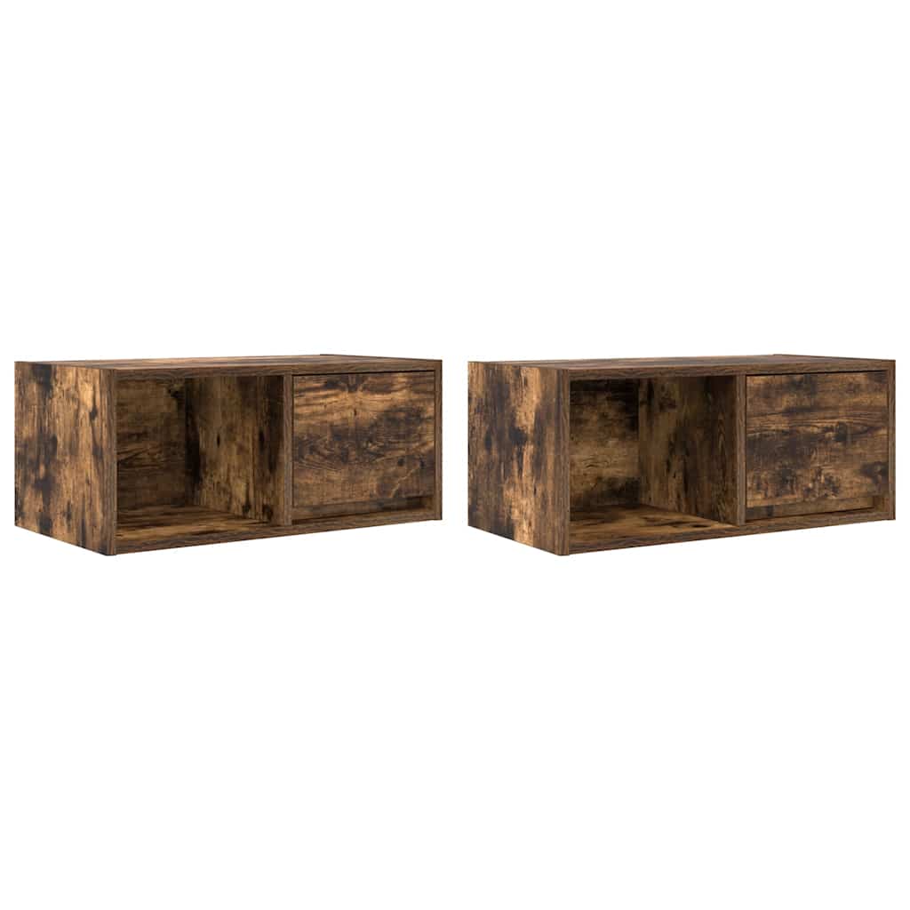 TV Cabinets 2 pcs Smoked Oak 60x31x25,5 cm Engineered Wood