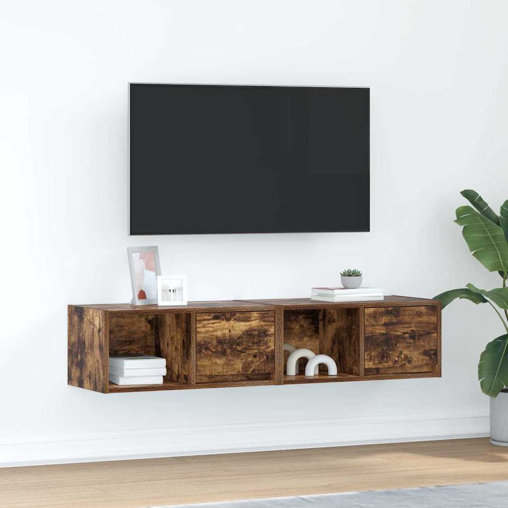 TV Cabinets 2 pcs Smoked Oak 60x31x25,5 cm Engineered Wood