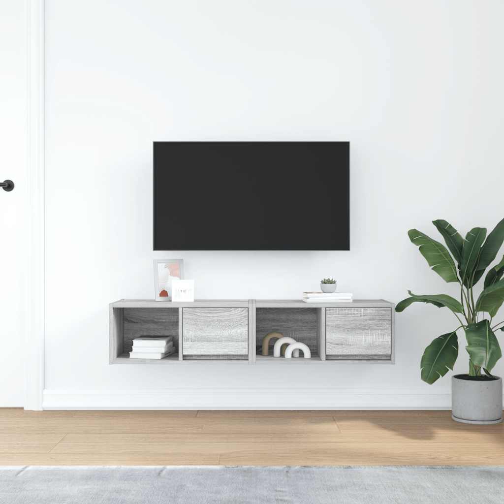 TV Cabinets 2 pcs Grey Sonoma 60x31x25,5 cm Engineered Wood