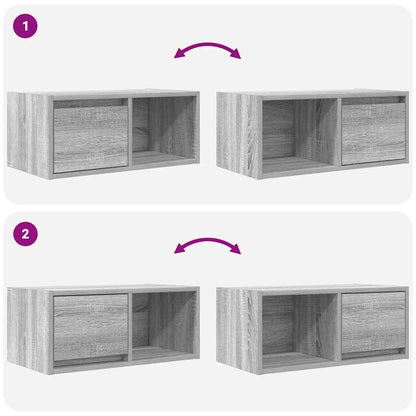 TV Cabinets 2 pcs Grey Sonoma 60x31x25,5 cm Engineered Wood