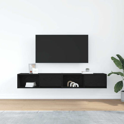 TV Cabinets 2 pcs Black Oak 80x31x25,5 cm Engineered Wood
