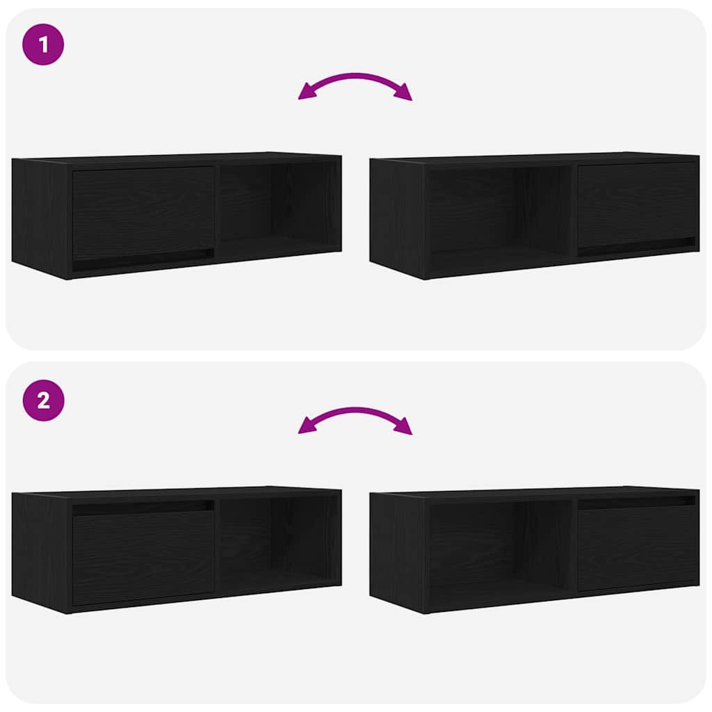 TV Cabinets 2 pcs Black Oak 80x31x25,5 cm Engineered Wood