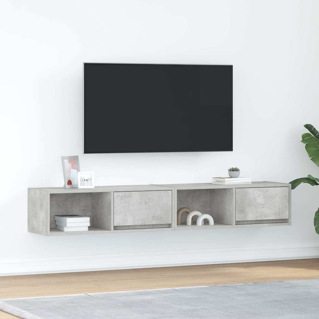 TV Cabinets 2 pcs Concrete Grey 80x31x25.5 cm Engineered Wood
