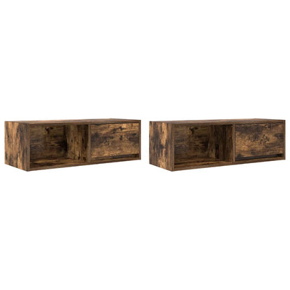 TV Cabinets 2 pcs Smoked Oak 80x31x25,5 cm Engineered Wood