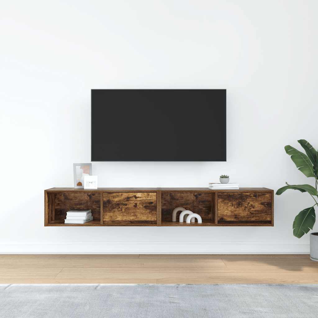TV Cabinets 2 pcs Smoked Oak 80x31x25,5 cm Engineered Wood