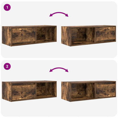 TV Cabinets 2 pcs Smoked Oak 80x31x25,5 cm Engineered Wood