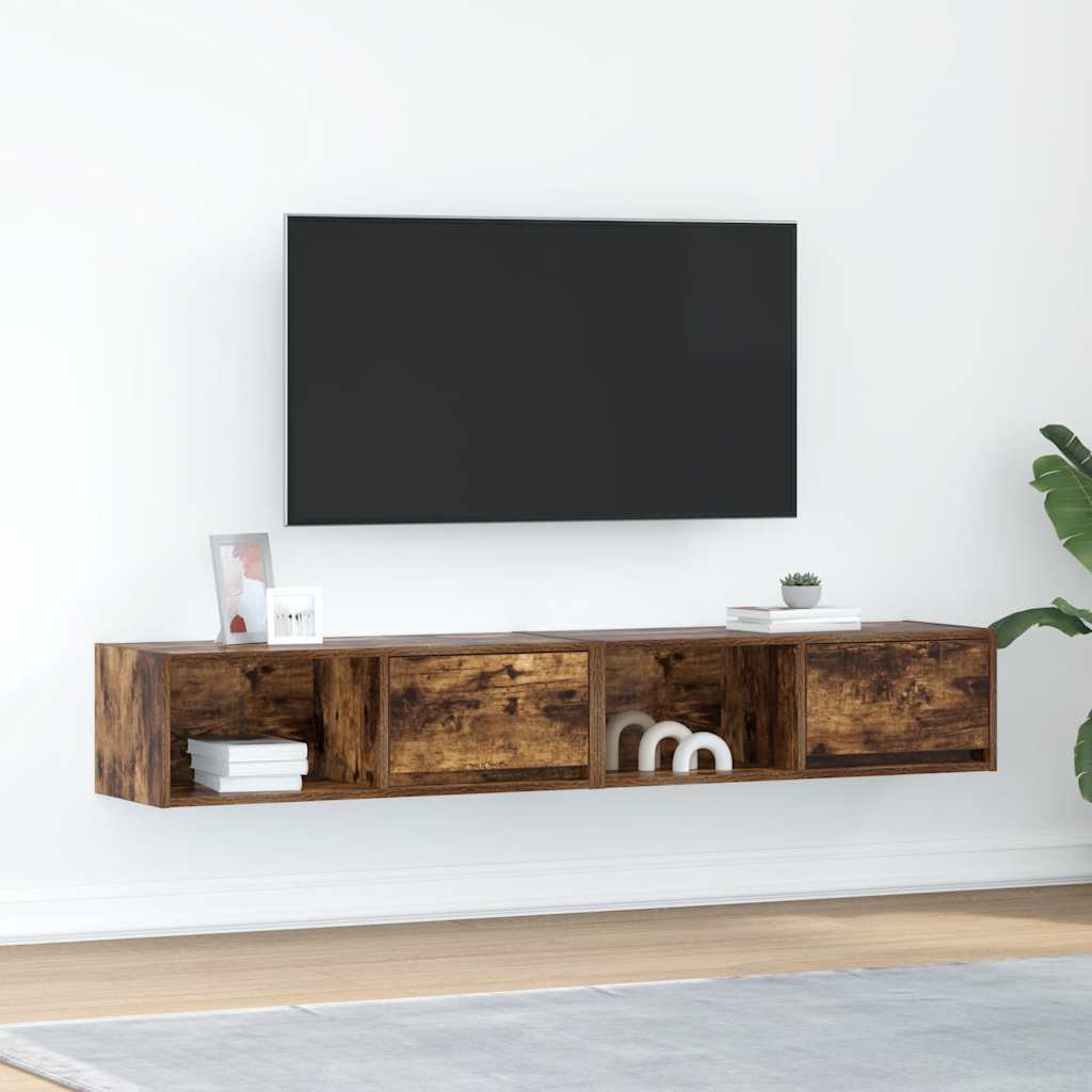 TV Cabinets 2 pcs Smoked Oak 80x31x25,5 cm Engineered Wood