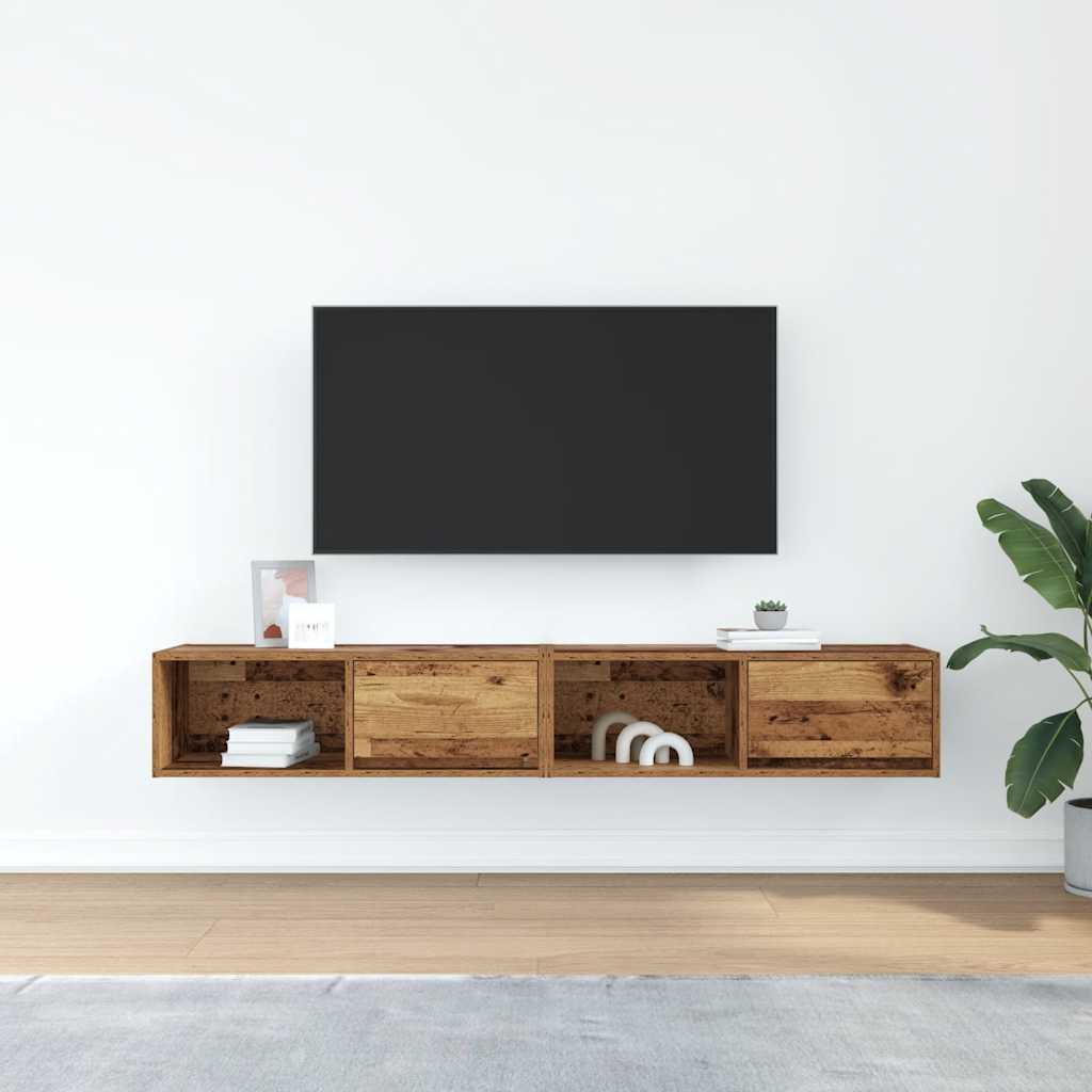 TV Cabinets 2 pcs Old Wood 80x31x25,5 cm Engineered Wood