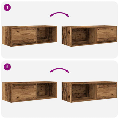 TV Cabinets 2 pcs Old Wood 80x31x25,5 cm Engineered Wood