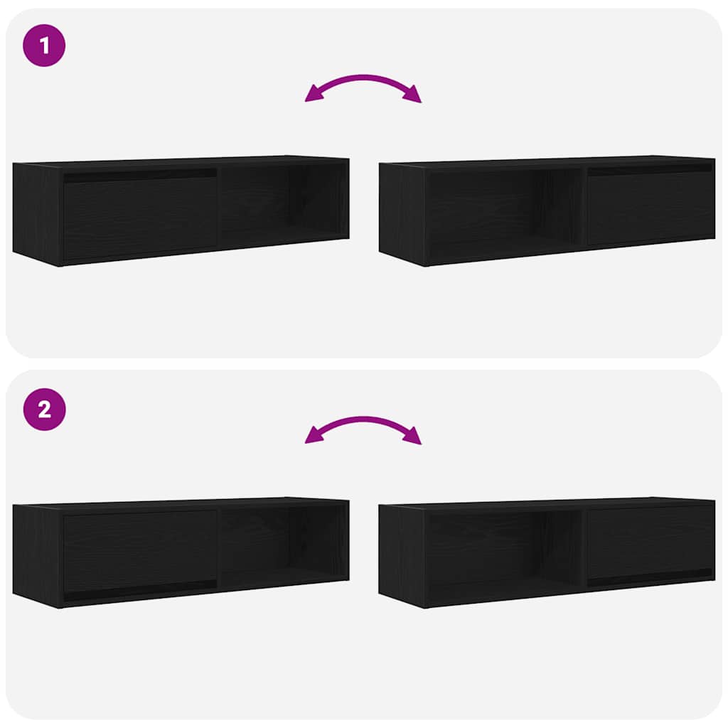 TV Cabinets 2 pcs Black Oak 100x31x25.5 cm Engineered Wood