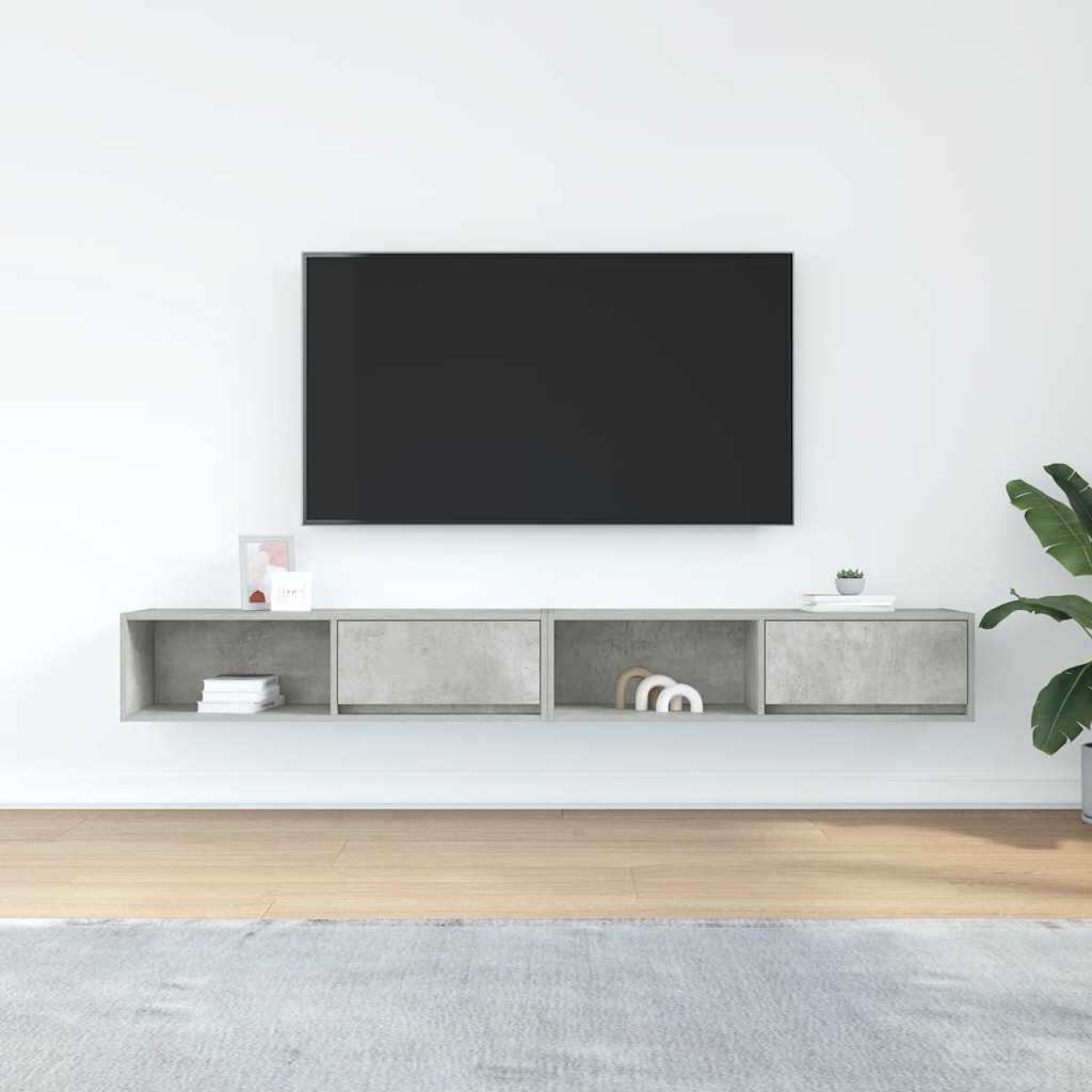 TV Cabinets 2 pcs Concrete Grey 100x31x25,5 cm Engineered Wood
