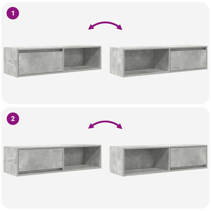 TV Cabinets 2 pcs Concrete Grey 100x31x25,5 cm Engineered Wood