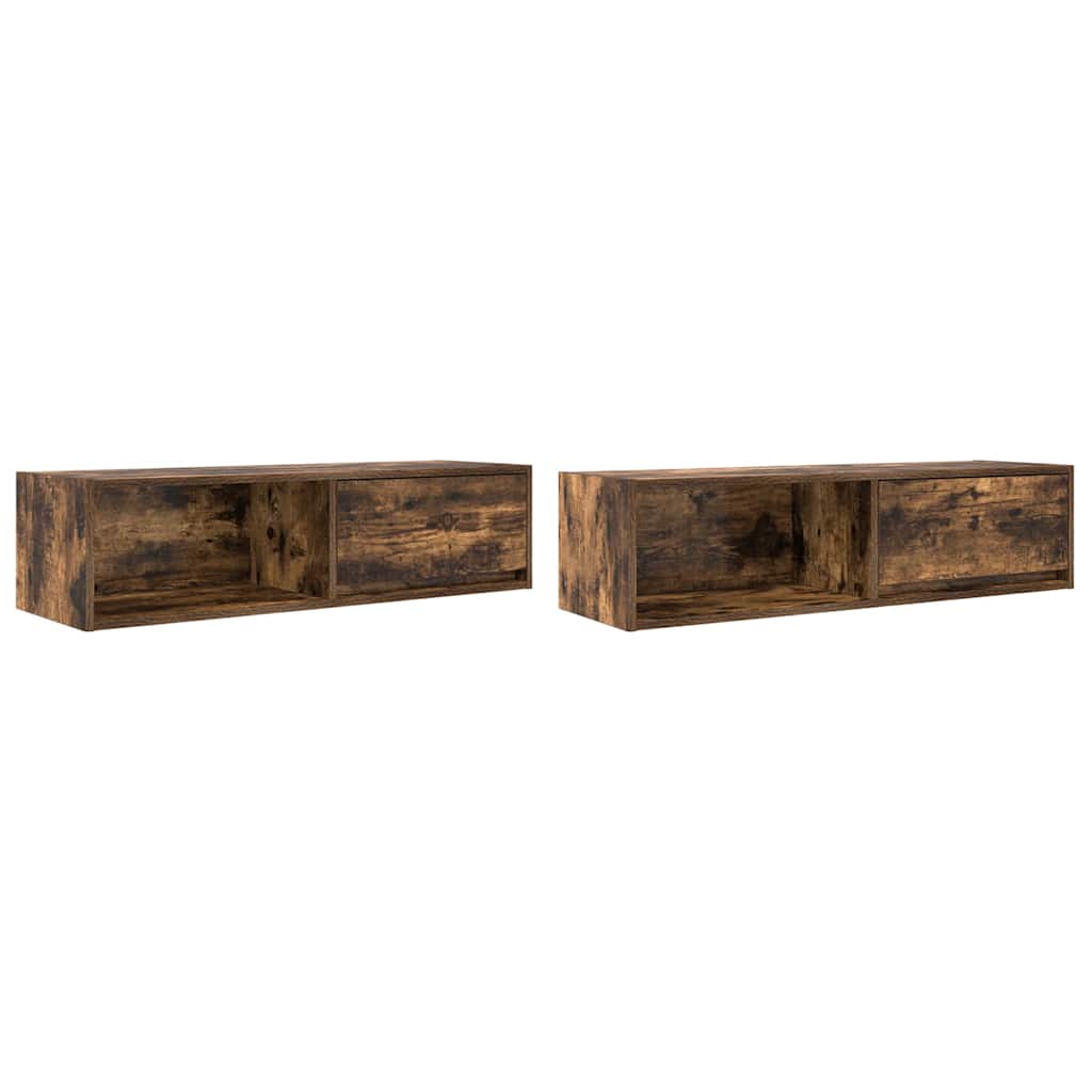 TV Cabinets 2 pcs Smoked Oak 100x31x25,5 cm Engineered Wood