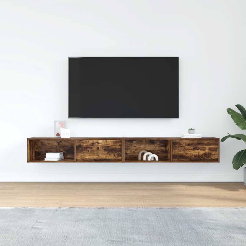 TV Cabinets 2 pcs Smoked Oak 100x31x25,5 cm Engineered Wood