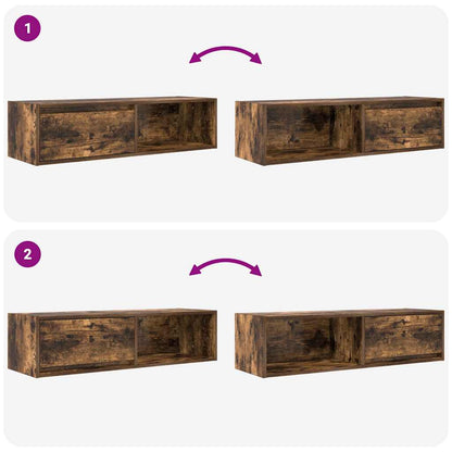 TV Cabinets 2 pcs Smoked Oak 100x31x25,5 cm Engineered Wood