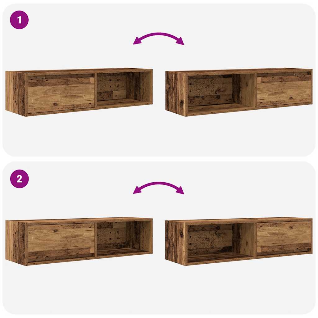 TV Cabinets 2 pcs Old Wood 100x31x25,5 cm Engineered Wood