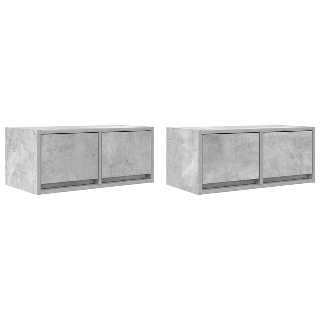 TV Cabinets 2 pcs Concrete Grey 60x31x25.5 cm Engineered Wood
