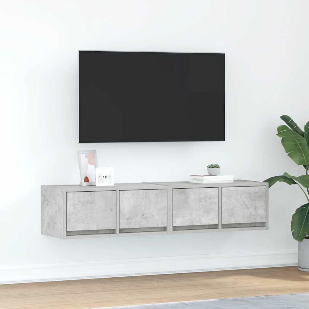 TV Cabinets 2 pcs Concrete Grey 60x31x25.5 cm Engineered Wood