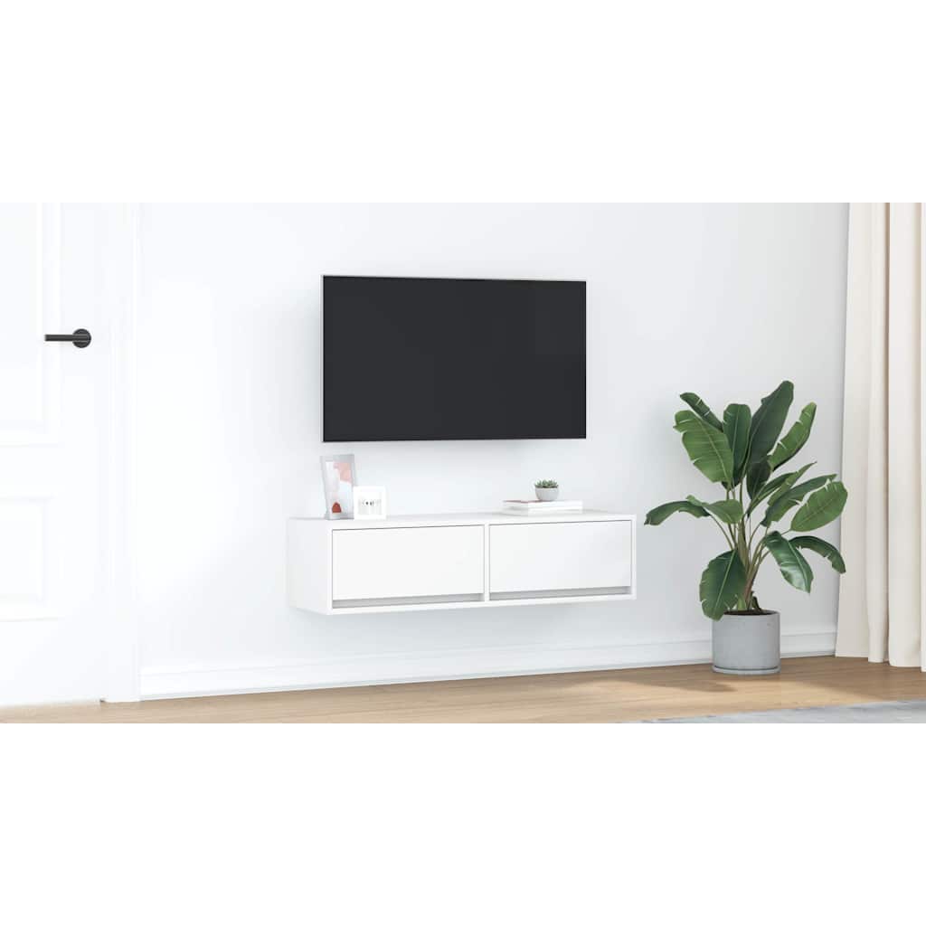 TV Cabinet with Drawer White 100 x 31 x 25.5 cm Engineered wood