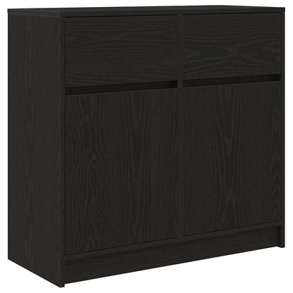 Sideboard with Drawer Black Oak 80x34x76 cm Engineered Wood
