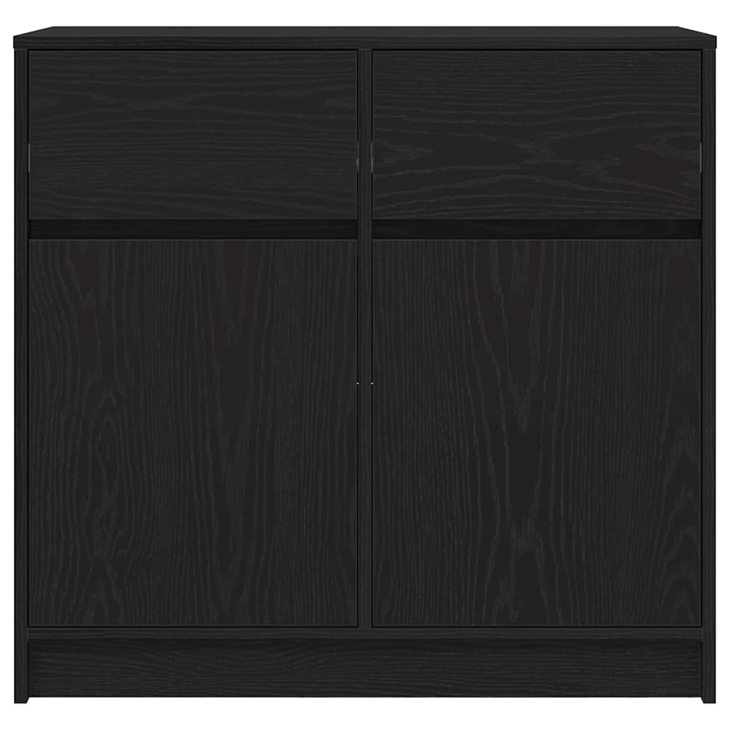Sideboard with Drawer Black Oak 80x34x76 cm Engineered Wood