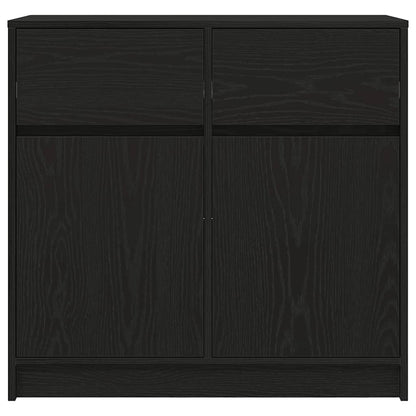 Sideboard with Drawer Black Oak 80x34x76 cm Engineered Wood