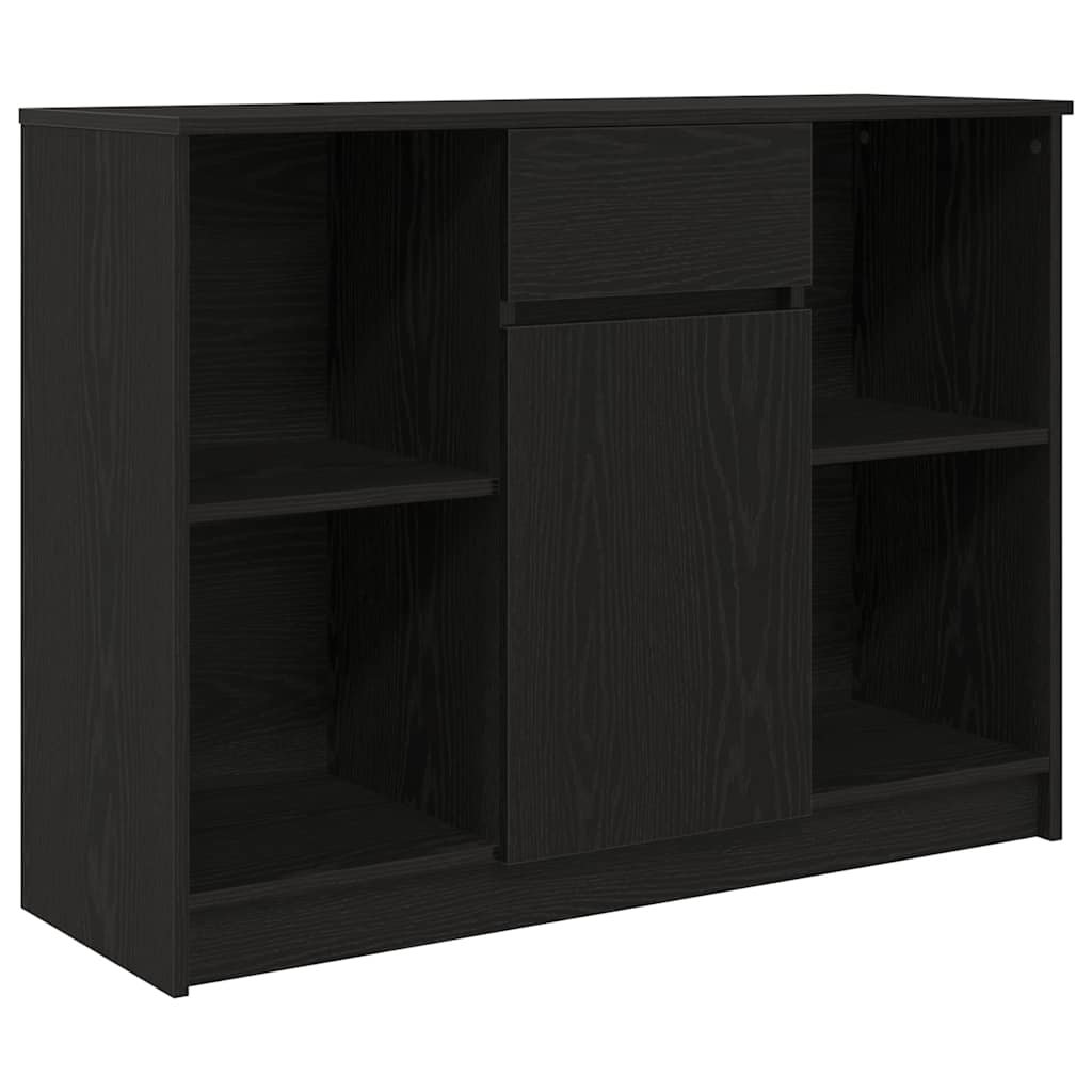 Sideboard with Drawer Black Oak 101x35x76 cm Engineered Wood