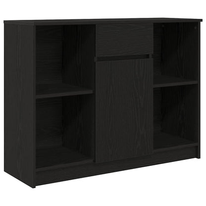 Sideboard with Drawer Black Oak 101x35x76 cm Engineered Wood