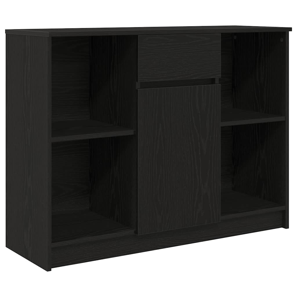 Sideboard with Drawer Black Oak 101x35x76 cm Engineered Wood
