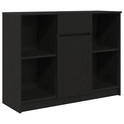 Sideboard with Drawer Black Oak 101x35x76 cm Engineered Wood