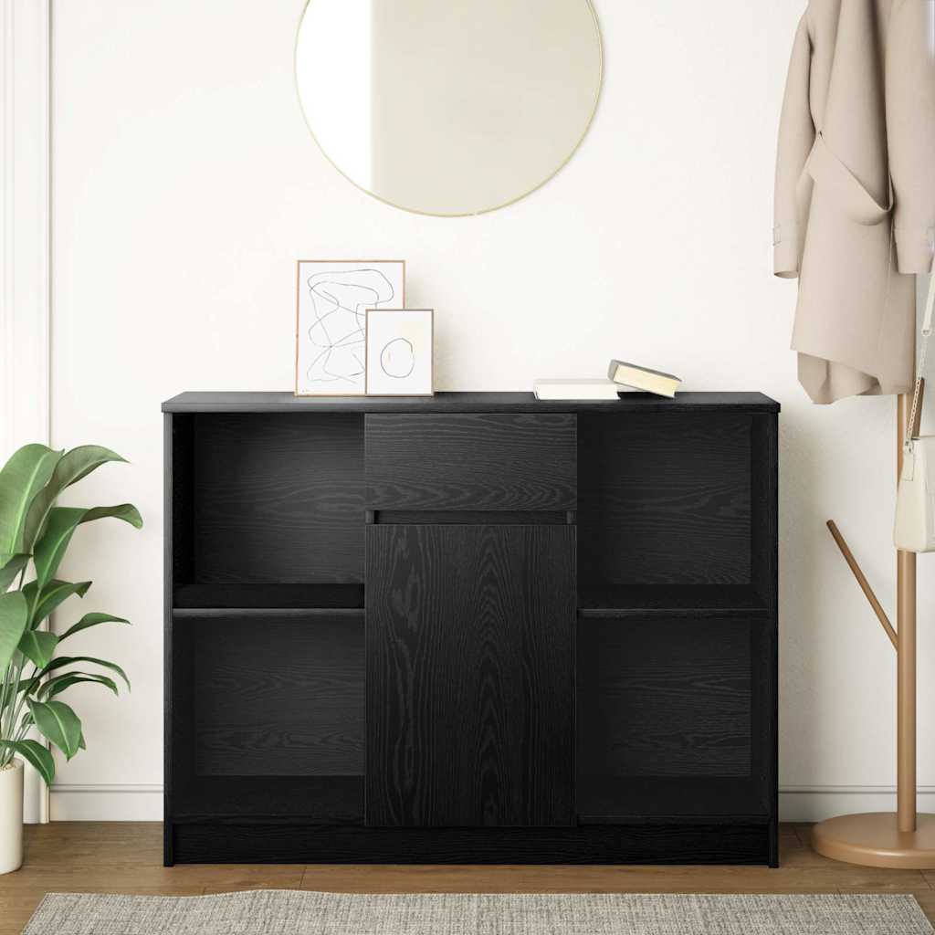 Sideboard with Drawer Black Oak 101x35x76 cm Engineered Wood